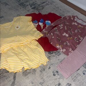 Yellow Striped Baby Outfit and Floral Long Sleeve Set